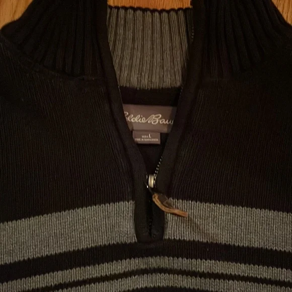 Eddie Bauer Navy Blue/Grey Zip-Up Sweater, Men’s L - Picture 3 of 6